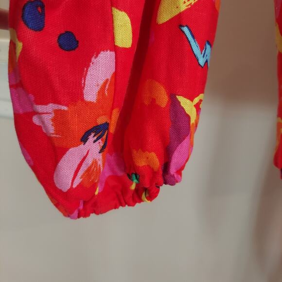 NWT Maison d/Amelie Colorful Rainbow Tie Front Cardigan Tropical Linen Blend - Picture 2 of 7